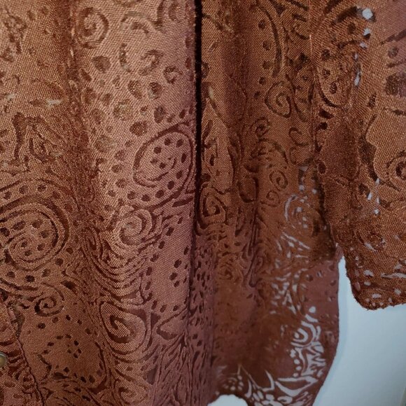 BLOUSE WHITE STAG SIZE 18W BROWN SHEER LACE 3/4 SLEEVES BUTTONS GREAT CONDITION - Picture 4 of 8